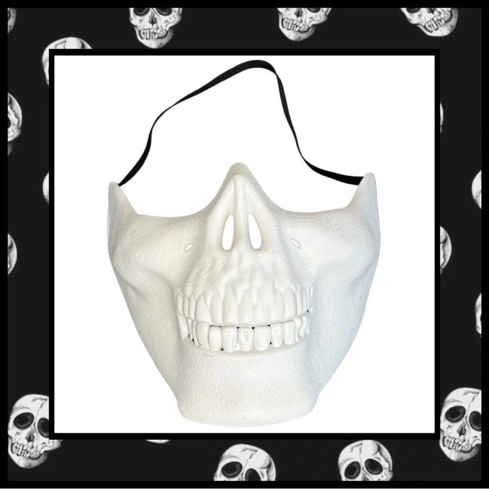 3/$18 - White Plastic Lower Half Skull Mask – Costume Accessory